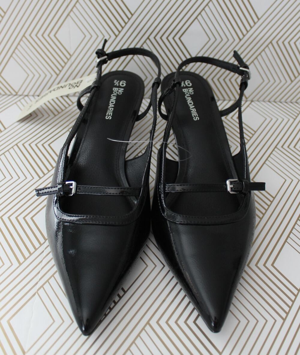 No Boundaries Womens Kitten Heel Slingbacks Black Size 9.5 New